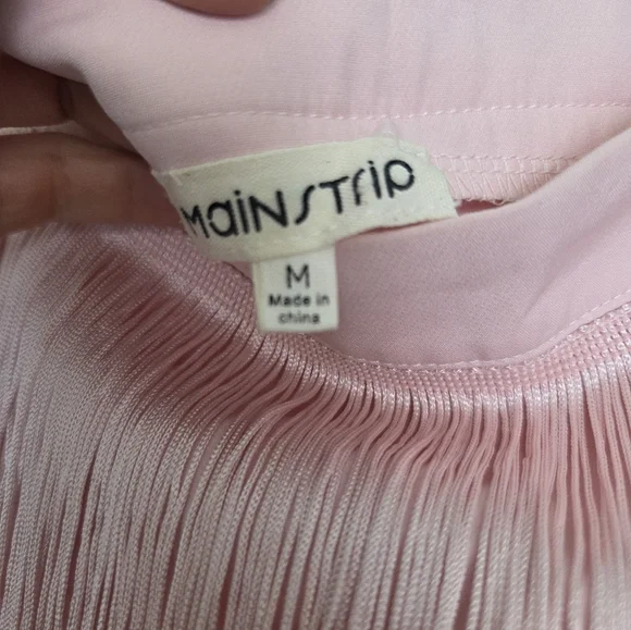 Main Strip Pink Ombre Fringe  Festival Mini Skirt Size Medium - Picture 3 of 5